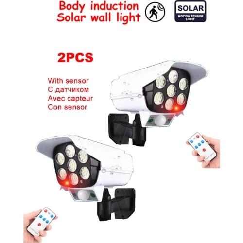 2pcs remote Solar motion sensor lamp light Waterproof Dummy Camera Flashing LED For Outdoor or Indoor Realistic Looking Fake Cam