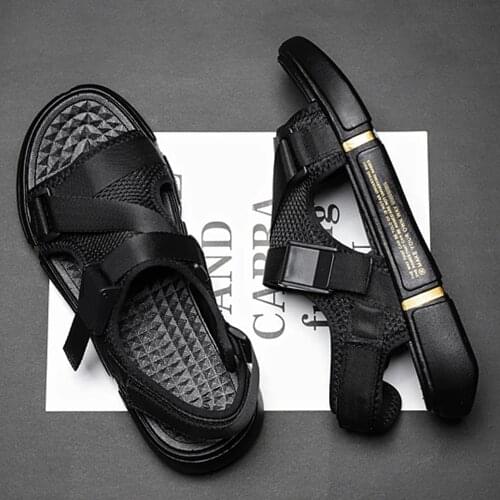 2021 Fashion Mens Outdoor Sandals Comfortable And Breathable Mesh Upper Rubber Sole Lightweight Design Soft Leather Shoes