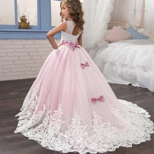 2021 Summer Girls Long Bridesmaid Dress For Elegant Kids Clothes Children Wedding Formal Girl Party Princess Dress 10 12 Yearsho