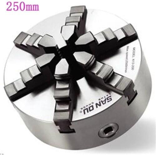 250mm 6Jaw Lathe Chuck Self-Centering 10" Six Jaws Chuck Sloped Jaws for CNC Milling Cutting Machine