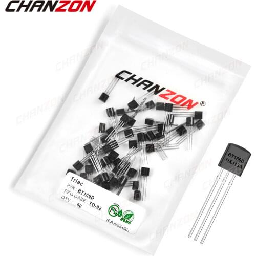50Pcs BT169D TO-92 Triac SCR Transistor Voltage Regulator Bipolar Junction BJT Triode Tube Fets Thyristor Integrated Circuits