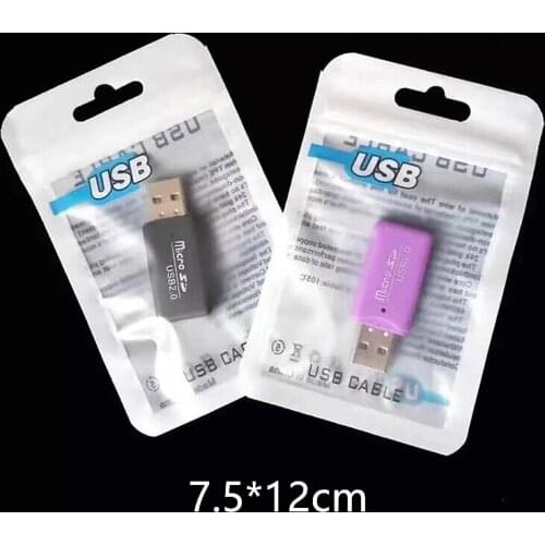 500Pcs 7.5*12cm Mobile Phone Case Plastic Package zipper Bag for USB CABLE Card Reader Digital Gadgets Phone Accessories pouch