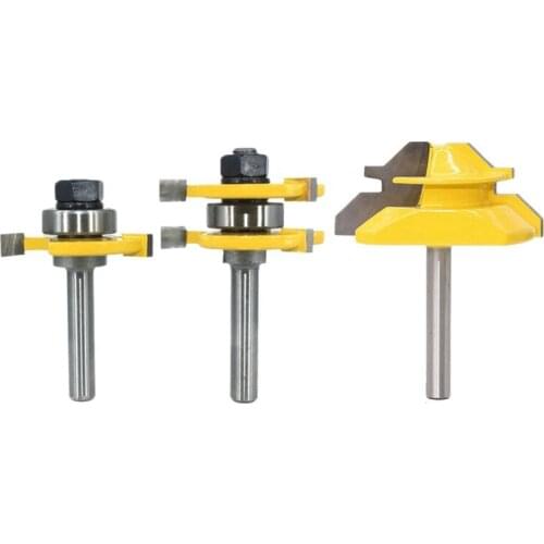 Promotion! Shoe Tongue and Groove Milling Cutter Bit Tool Set 3 Teeth Adjustable T-Shaped Woodworking Milling Cutter 1/4 Inch Sh