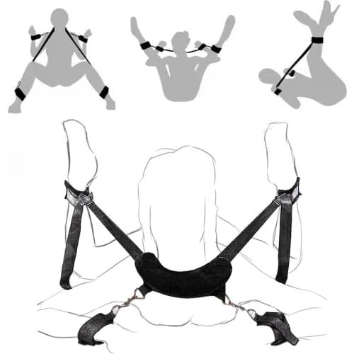 Womens Sexy Lingerie BDSM Bondage Sex Handcuffs Leg Open Restraints Neck Handcuffs Ankle Cuff Straps Erotic Costume Sex Products