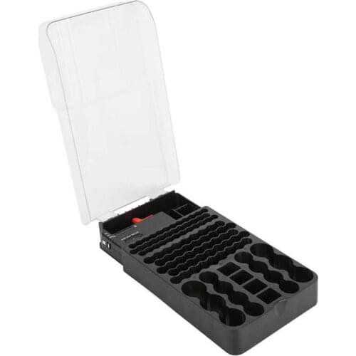 Ammeter Multi-Functional 104 Grids 3 Lights Battery Storage Case Organizer Container Box with Battery Tester Ampermeter