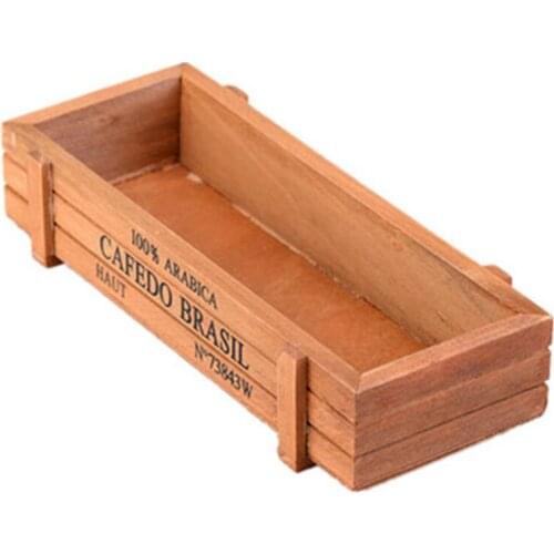 ANGRLY Vintage Rectangle Wooden Succulent Plant Fleshy Flower Bed Pot Box Garden Planter Planter Succulents Wedding Decoration