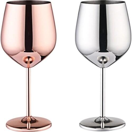 Wine Glasses Copper Mirror Finish Drinkware 18/10 Stainless Steel Goblet For Your Enjoyment 500ML Large-capacity Drop-resistant