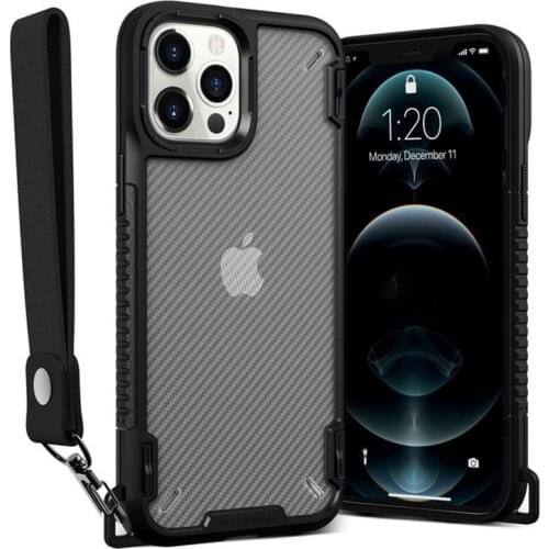 Armor Matte Shockproof Bumper Lanyard Phone Case For iPhone 12 Pro Max XR XS Max XS 7 8 Plus 11 Pro Transparent Anti-Shock Cover