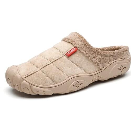 Slippers House Mens Winter Shoes Soft Man Home Slippers Cotton Shoes Fleece Warm Anti-skid Man Slippers High Quality