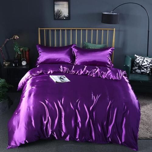 Purple Polyestey Quilted Quilt/Duvet Cover Fitted Bed Sheet Mattress Cover Pillowcase Smooth Cool Bedding Set Home Textiles