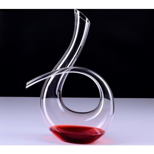 1500ML Crystal Glass Horn Shape Decanter Handmade Curve Wine Serving Aerator Flask Drinkware Bar Essentials Decor Accessories