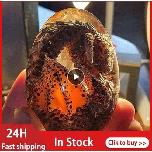 Halloween Lava Dinosaur Egg Crystal Lava Dragon Egg Resin Sculpture Souvenir Collection Gift For Kid Conqueror Of The World Base