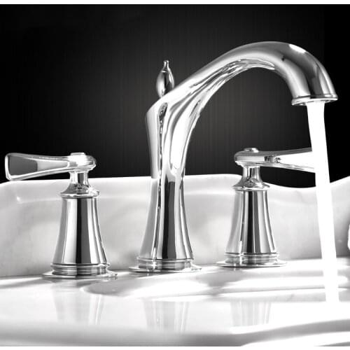 Chrome color 8 inch widespread 3 Holes bathroom Lavatory Sink faucet mixer tap New Deck mounted
