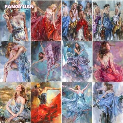Diamond Painting Women Smoking Sexy Body Dancing In A Long Skirt Vintage Home Decor Cross Stitch Mosaic Kits Full Square Drill