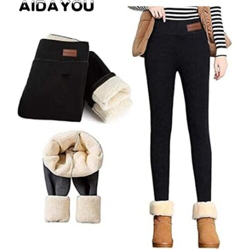 Fleece Cashmere Leggings Women Clothing Thermal Thick Warm Pants Fleece Lined Legging Winter ouc219