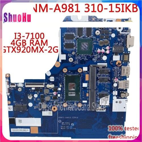 KEFU NM-A981 For I3-7100U 4GB RAM GT920MX-2GB Test OK For Lenovo 310-15IKB 510-15IKB Laptop Motherboard Thinkpad DDR4 Intel