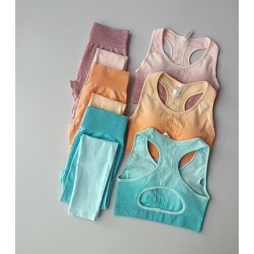 2PCS NEW Tie Dyeing Seamless Yoga Set Workout Sportswear Gym Fitness Clothing Sports Bra High Waist Leggings Sports Suits 2021