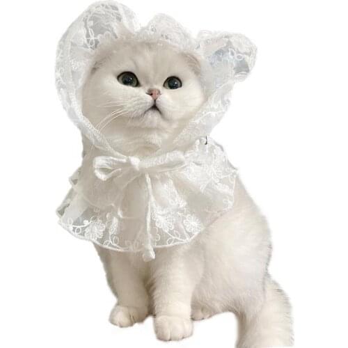 Kapmore Cat Bib Collar Lace Soft Puppy Collar Bib Dog Collar With Pet Hat For Christmas Pet Supplies Pet Clothing Accessories