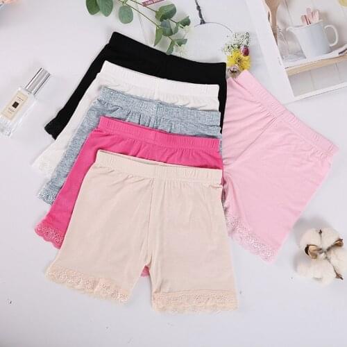Legging Fille Summer Girl Safety Shorts Pants Cotton Skinny Kids Leggings Lace Soft Short Pants Solid Underwear Under Skirts