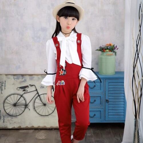 Toddler Boys Summer Outfits Girls Clothing Top Flare Sleeve T-shirt + Fashion Overalls Pants 2Pcs/set Girls Outfits For Teenager