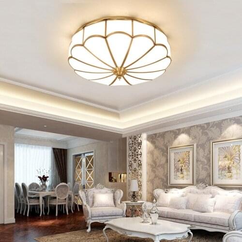 Copper Ceiling Lamp Bedroom Jane European Style Living Room Dining Room Copper Lamps Chinese-style Circular Atmospheric Lighting