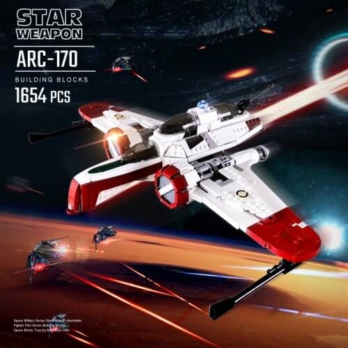 Moc Space War Arc-170 Fighter Film Series Universe Spaceship Fighter Military Modular Weapon Building Block Model Child Toy Gift