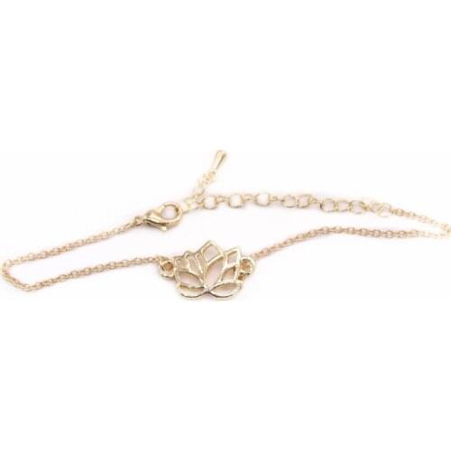 Fashion Lotus Bracelets Flat Flower Design Gold White Rose Three Color Optional For Women