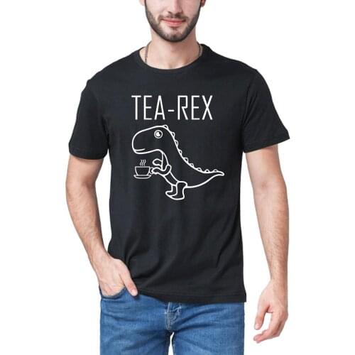 Tea rex mens t shirt funny joke pun jurassic dinosaur drink coffee novelty gift Cotton short sleeve t-shirt summer top camisetas