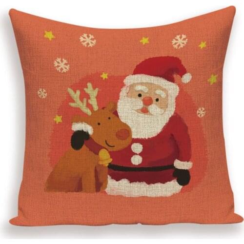 Merry Christmas Cushion Covers Colorful Tree Decoration Throw PillowCase Valentines Day Present Snowman Almofada Decorativa Bed