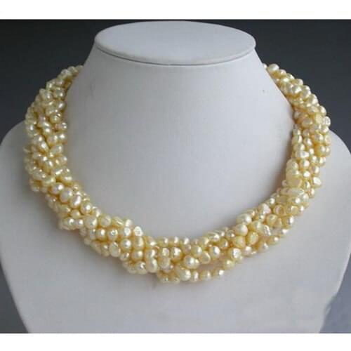 New Arriver 6 Strands 19inches 6-7mm Pink Baroque Freshwater Cultured Pearl Necklace,Perfect Women Chirstmas Gift Pearl Jewelry