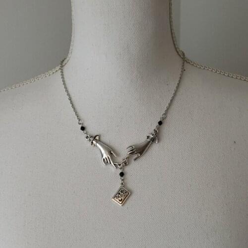 Tarot Reader Necklace, Gothic Necklace, Hand and Bead Pendant Mysterious Gift