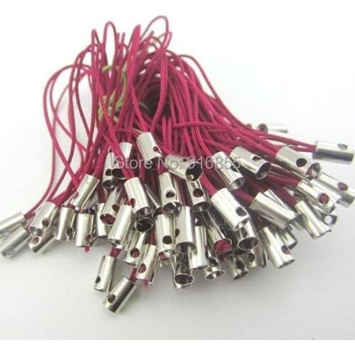 Free shipping 500pcs/bag Cell/Mobile Phone Strap Lariat Lanyard Cord 6cm Dark Red color Jewelry Findings for Jewelry making