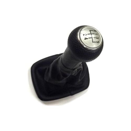 Gear Knob & Shift Boot (Silver 5 Speed Pattern No Frame) For VW Volkswagen Golf / Jetta / Bora MK4