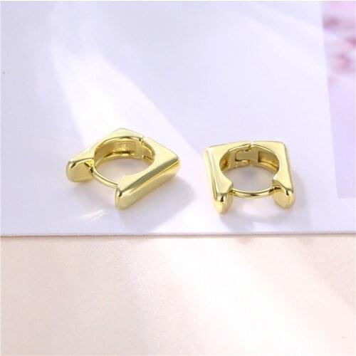 Simple Fashion Geometric Metal Earrings Female Trendy Square Hoop Earrings Vintage Gold Color Small Earrings For Women Accessory