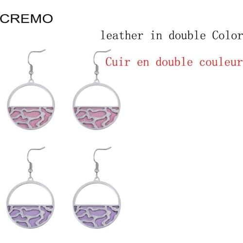 Cremo Trendy Roundness Earrings for Women Interchangeable Leather Earing Stainless Steel Charm Earring femme Jewelry