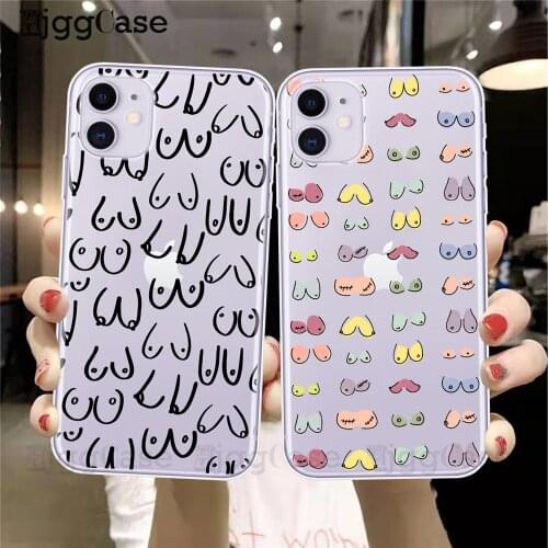 Boobs Art Print Soft phone Case For iPhones 12 Mini 11 Pro Max 6 6S 7 8 Plus SE 2020 X Xs XR Sexy woman Silicone Tpu Cover Coque