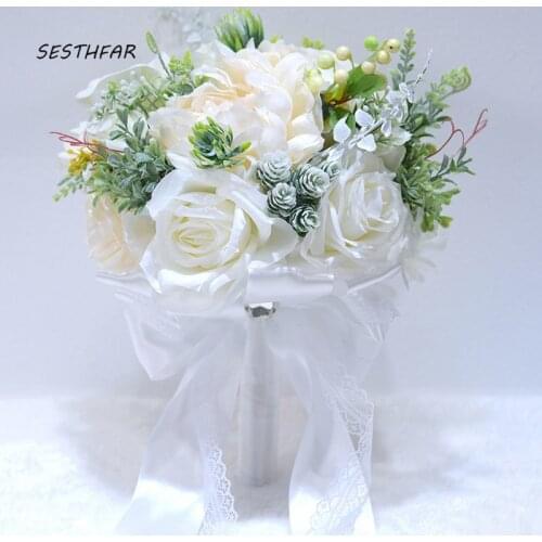 Wedding Bouquet Bridal Holding Flowers pure Rose Bridesmaid Flowers fashion Bridal Bouquets In Stock