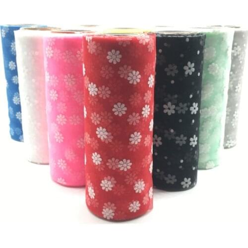 Cherry Blossoms Fabric Tulle Roll 6 Inch 10 Yards Tutu Fabric Wedding Decoration Organza Tutu Skirt Laser DIY Crafts Supplies