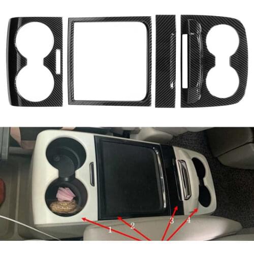 Carbon Fiber Style ABS Car Water Cup Holder Cover Trim Frame Sticker Fit for Toyota Sienna 2015 2016 2017 2018 2019 2020