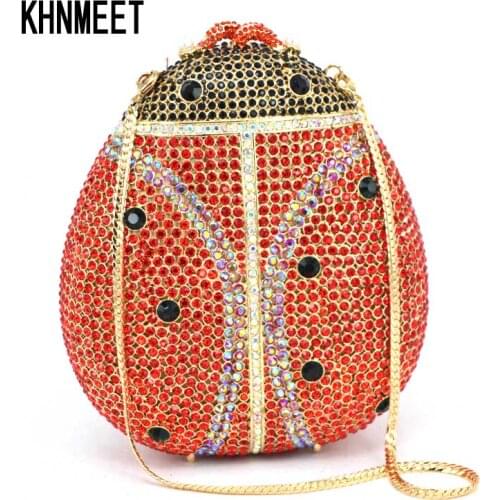 Animal beatles red crystal evening bag women party clutch bag diomand clutches Party purse sac pochette women handbags SC116