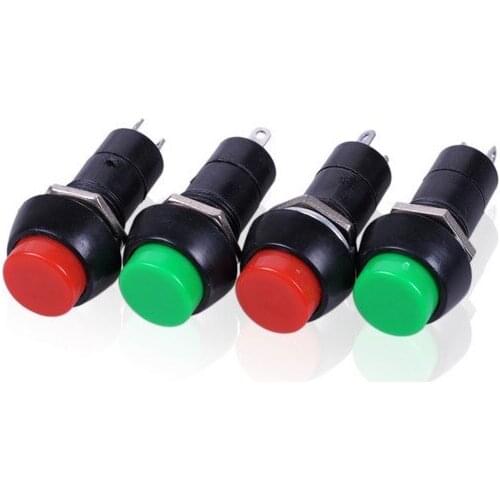 10pcs/lot 12MM PBS-11A PBS-11B Self Locking Momentary Push Button Switch ON OFF 3A 250V Red Green