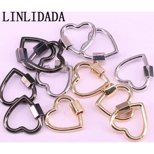 10Pcs,Heart Screw Clasps, Carabiner Lock Connector Pendants Clasps, Jewelry Accessories