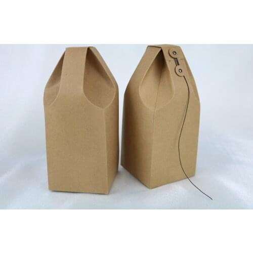 100pcs Kraft Paper Bag with Line Button,Khaki tea candy rice Bag Gift Box Package Birthday Party Decoration Bags with rope