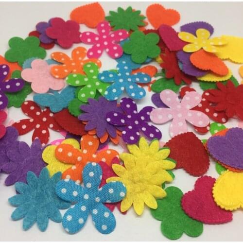 1000pcs 20-27mm Mixed Butterfly Flower Heart Spotted Felt Embellishments Fabric Sewing Appliques Patch Cardmaking DIY Crafts