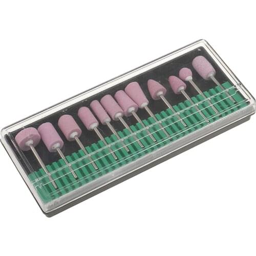 12 Styles/Set Professional Electric Nail Drill Bits Ceramic Head Manicure Pedicure Polishing Grinding Tools Pink