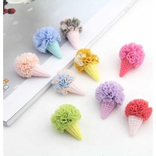 20pcs/lot Mix color 3.2*2.5cm Flower Ball ice cream For Children Hair Accessories and DIY handmde Artificial Flowers