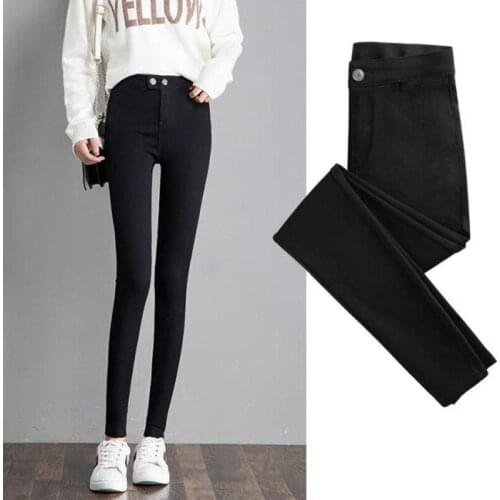 2020 Summer Autumn New Sexy Black Pencil Pants Women Skinny Leggings High Waist Pockets Slim Elastic Trousers Students Fitness