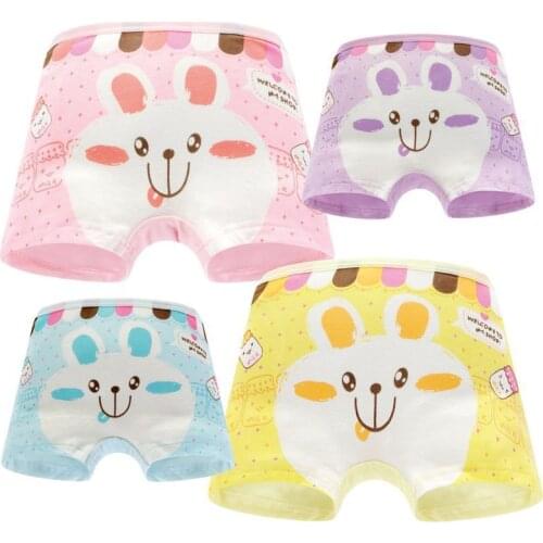 4 Pcs/lot Lovely Cartoon Girls Boxer Cotton Underwear Children Kids Panties Boxer Underwear Suit 2-10years