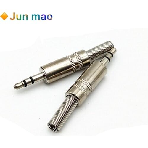5 pcs 3.5mm 3-Pole Stereo Metal Plug Connector 3.5 Plug & Jack Adapter With Soldering Wire Terminals 3.5mm Stereo Plug