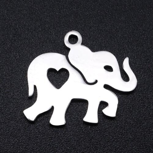 5pcs/lot 100% Stainless Steel Heart Elephant Charms Pendants Wholesale Accept OEM Order Never Tarnish Top Quality